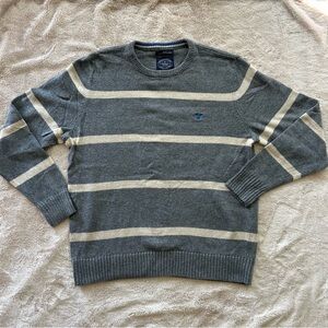 American‎ Eagle Grey Ivory Stripe Sweater Athletic Fit Size XL